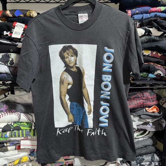 Vintage 90s Rare Bon Jovi “keep The Faith” Album Shirt Size Large - Picture 1 of 6